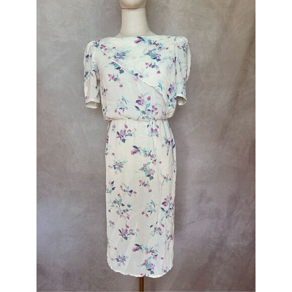 Vintage 1980s Dress Floral - Picture 1 of 5